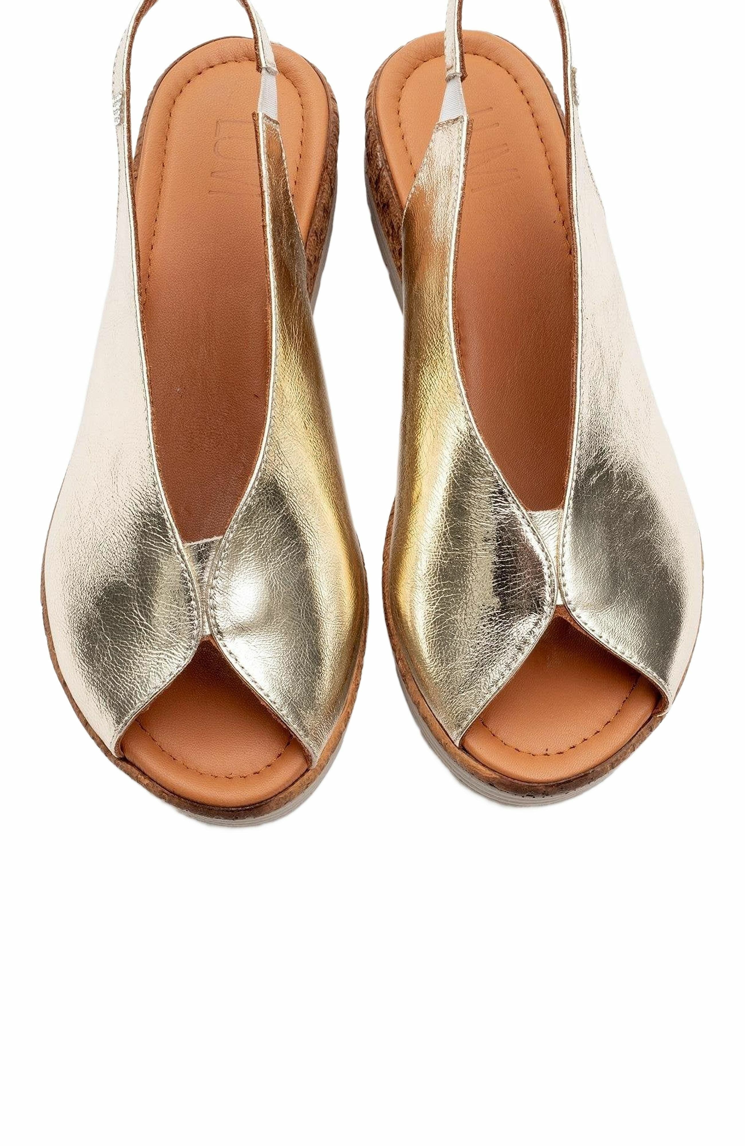 Forever & Always Shoes Blom Leather Platform Sandal, Alternate, color, Gold Leather