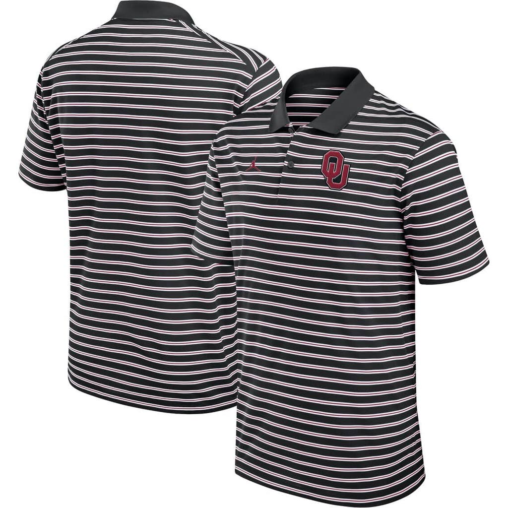 Jordan Brand Black/white Oklahoma Sooners Primetime Victory Striped Performance Polo