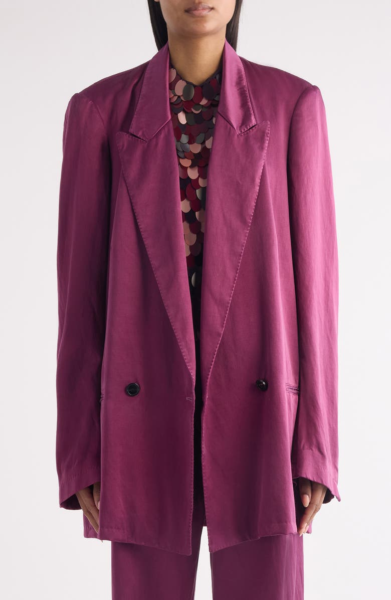 Dries Van Noten Blink Double Breasted Oversize Twill Jacket, Main, color, Raspberry