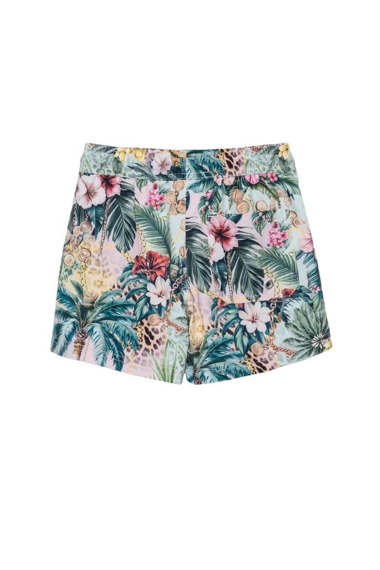 Jungle Treasure Drawstring Swim Shorts Swimsuit, Alternate, color, Multi-Jungle