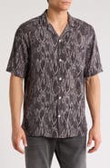 AllSaints Boomslang Snakeskin Print Camp Shirt