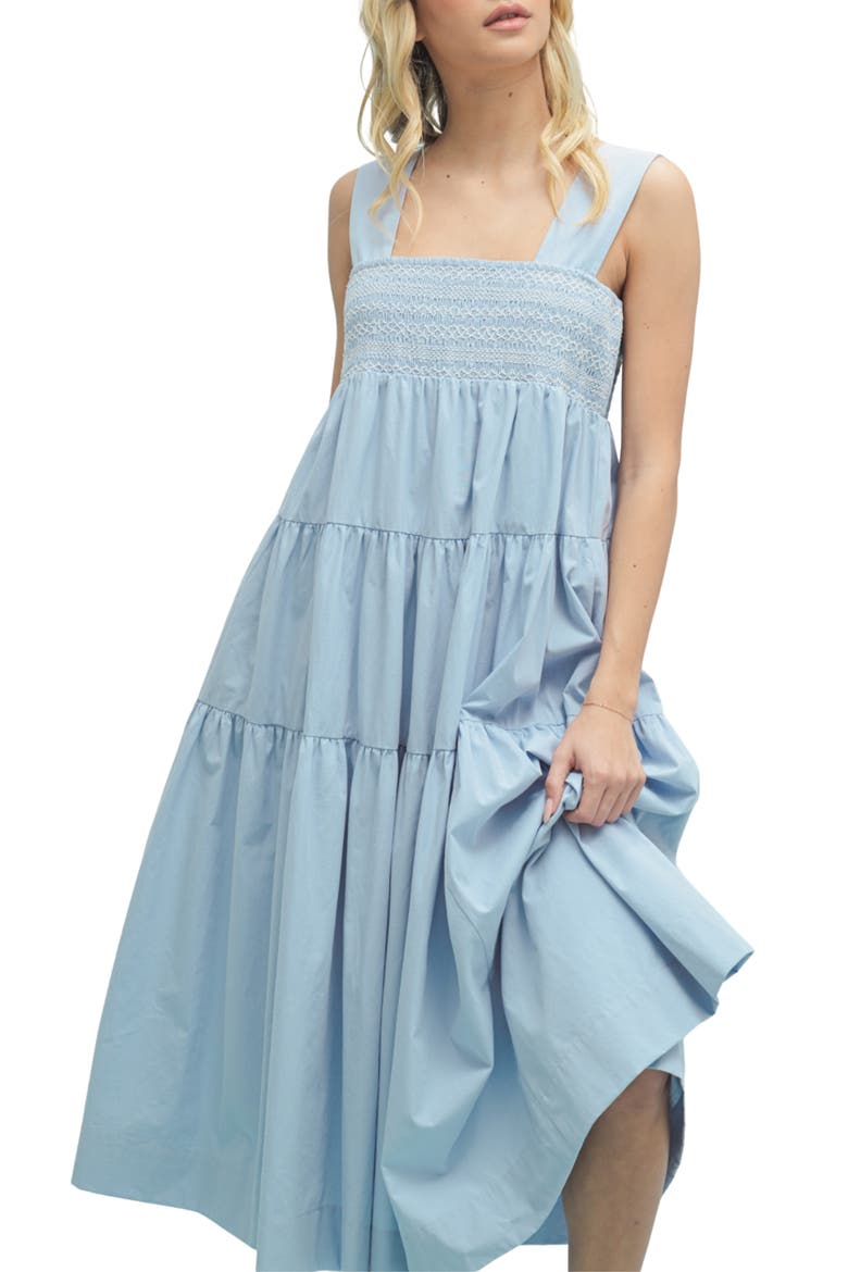 Tiered Maxi Dress, Alternate, color, CLOUD/ WHITE
