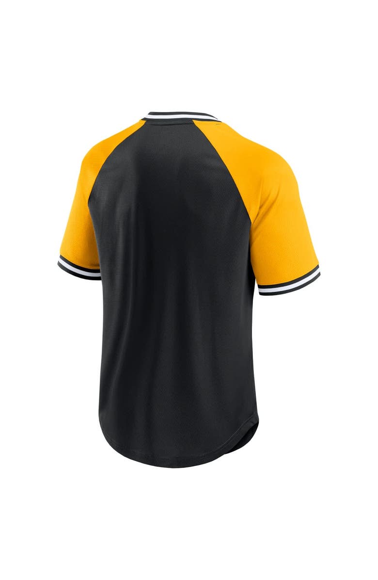 FANATICS Men's Fanatics Black/Gold Pittsburgh Steelers Hashmark Raglan T-Shirt, Alternate, color, 