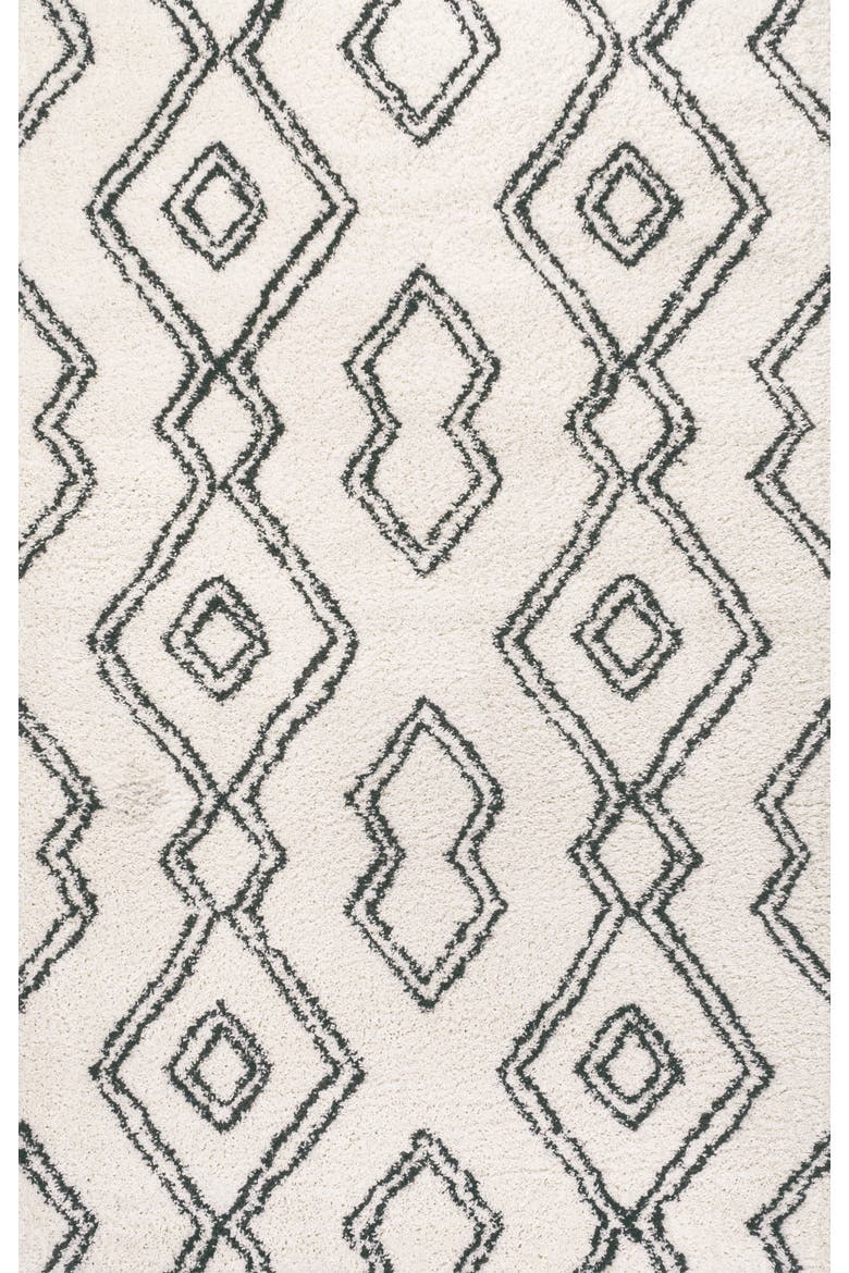 Deia Moroccan Style Diamond Shag Area Rug, Main, color, White/Gray