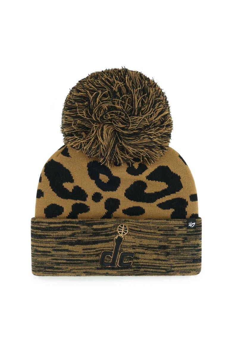 Women's '47 Leopard Washington Wizards Rosette Cuffed Knit Hat with Pom, Main, color, Leopard