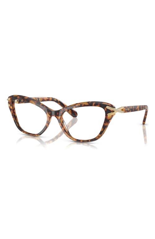 Swarovski 55mm Cat Eye Optical Glasses In Lite Havana