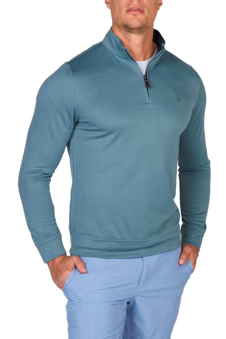 Modal Blend Quarter Zip Polo, Alternate, color, JADE