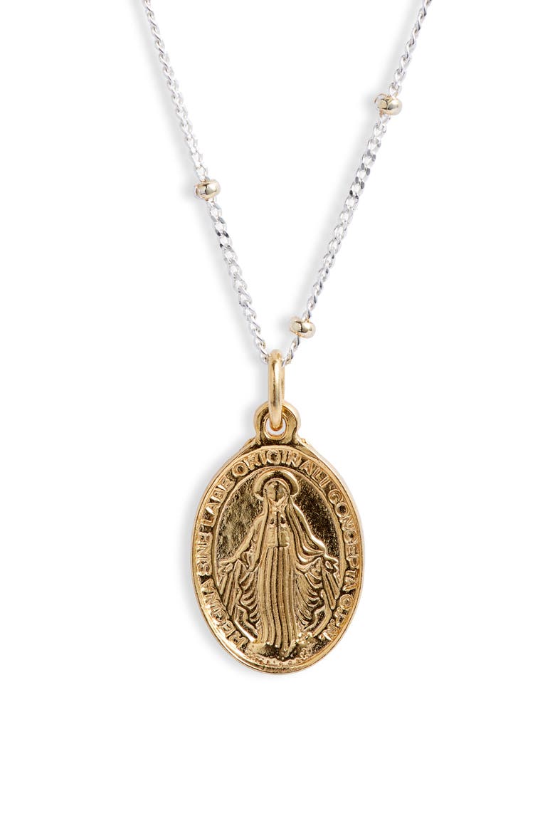 Blessed Mother Pendant Necklace, Main, color, GOLD/SILVER