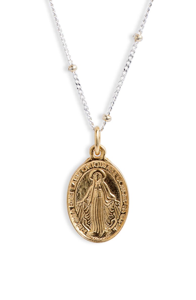 Argento Vivo Sterling Silver Blessed Mother Pendant Necklace, Main, color, Gold/Silver