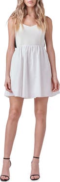 Endless Rose Contrast Back Bow Poplin A-Line Dress
