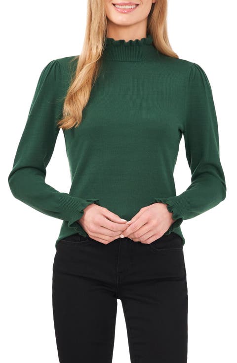 Ruffle Mock Neck Sweater