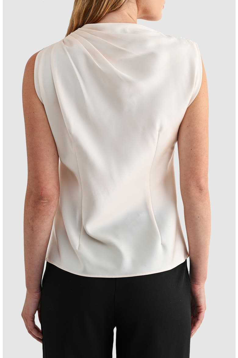Satin Mock Neck Sleeveless Blouse, Alternate, color, CREAM