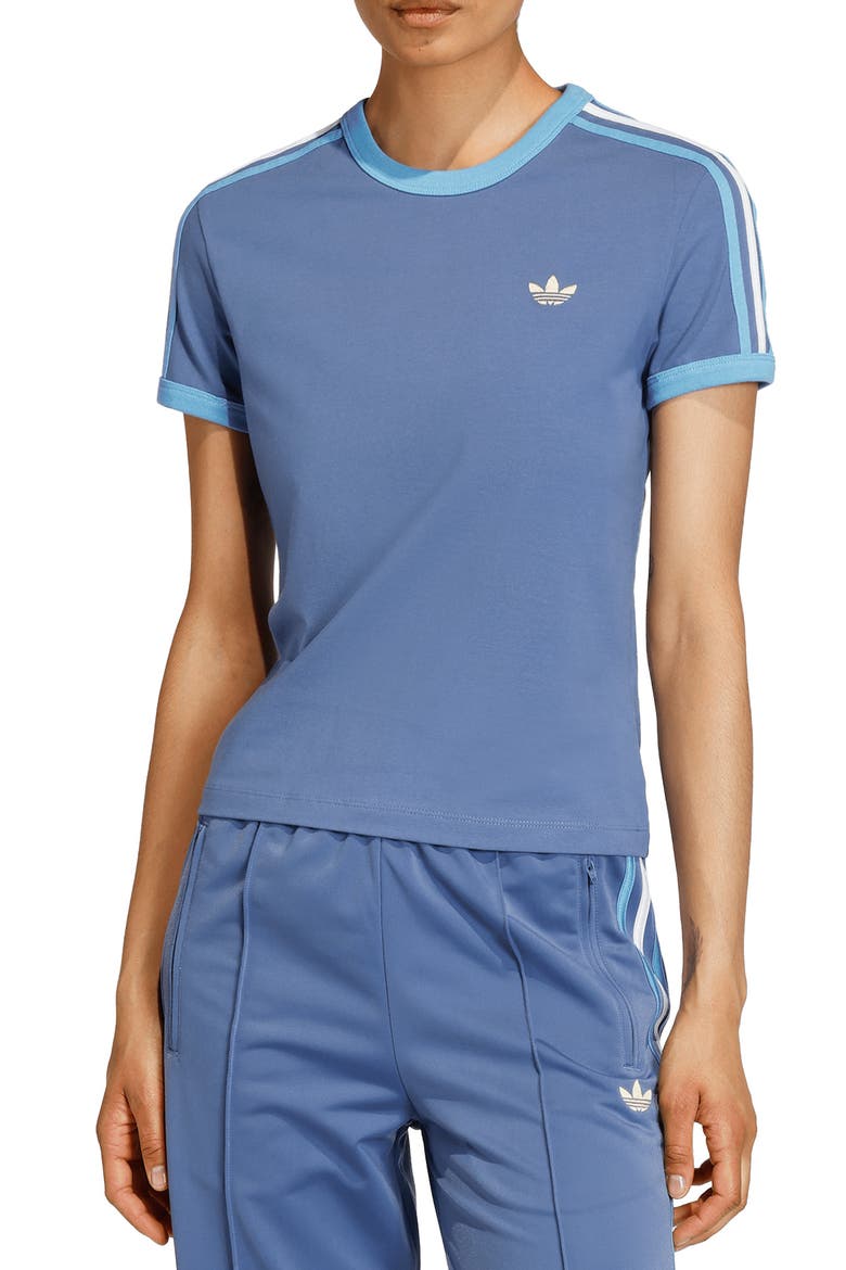 3-Stripes Slim Fit T-Shirt, Main, color, CREW BLUE/ LIGHT BLUE/ WHITE