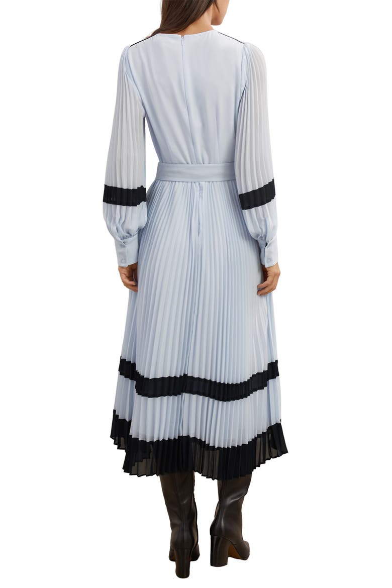 Tori Long Sleeve Pleated Dress, Alternate, color, BLUE/ NAVY
