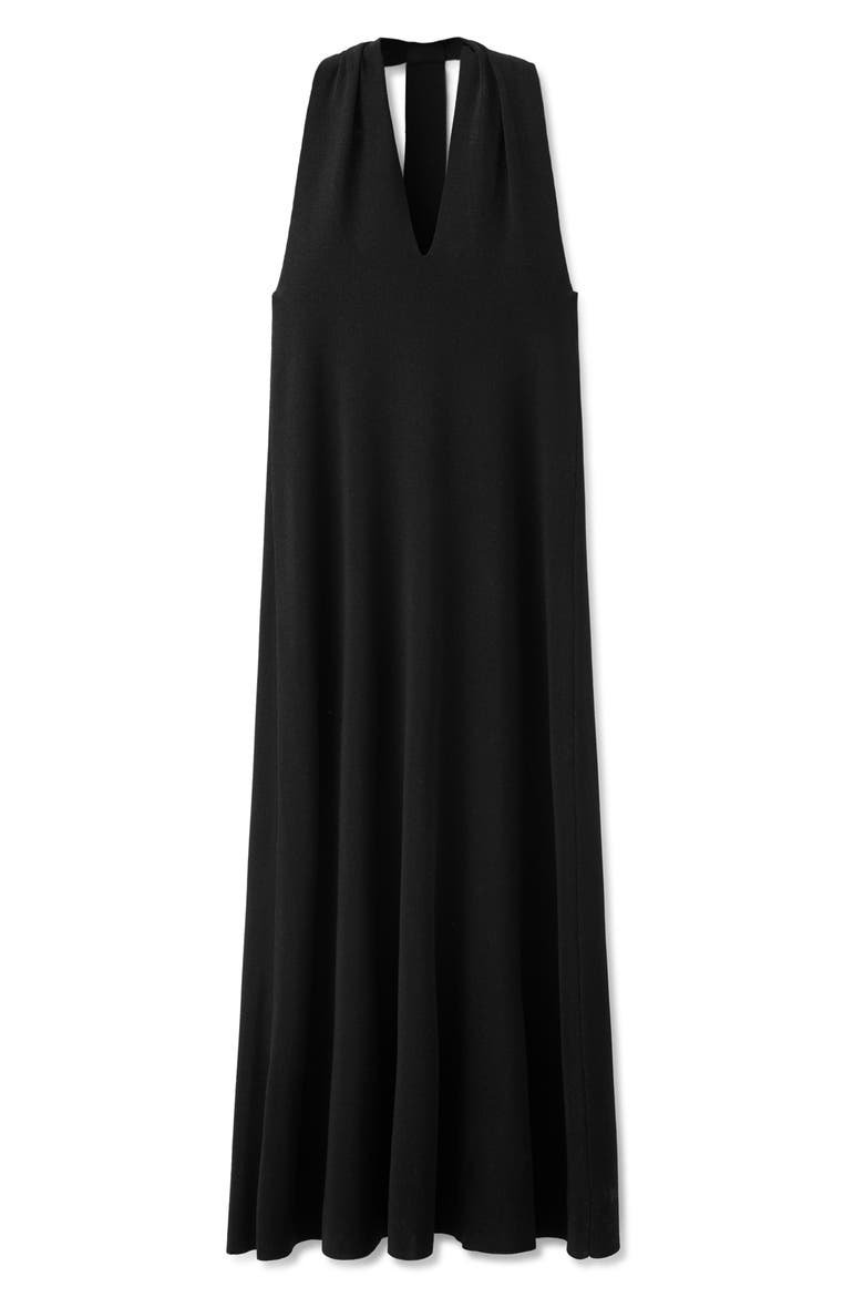 Halter Dress with Back Detail, Alternate, color, BLACK