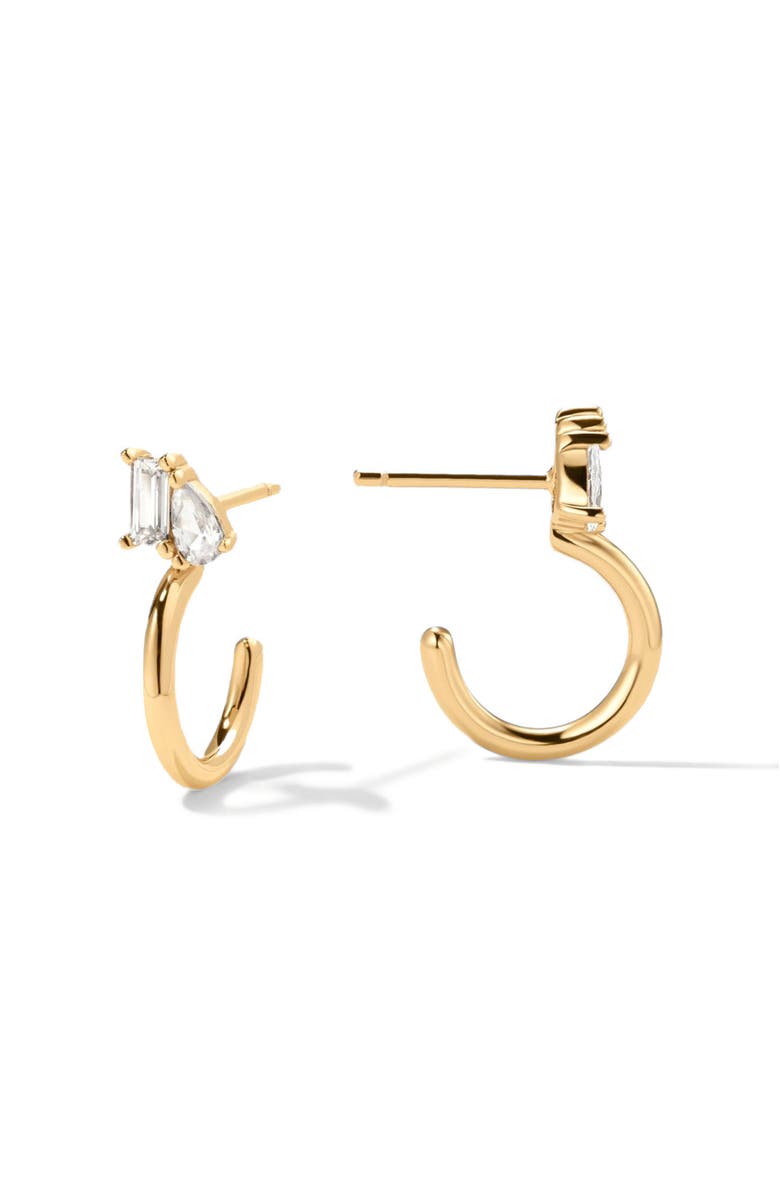 MADE BY MARY Toi et Moi Hoop Earrings, Main, color, Gold Vermeil