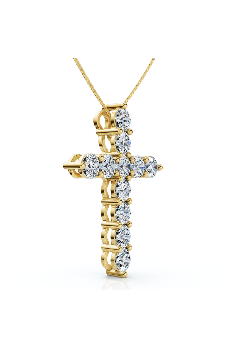 2Ct TW Diamond Cross Women's Necklace 14k Gold Lab Grown 1" Tall, Main, color, Yellow Gold