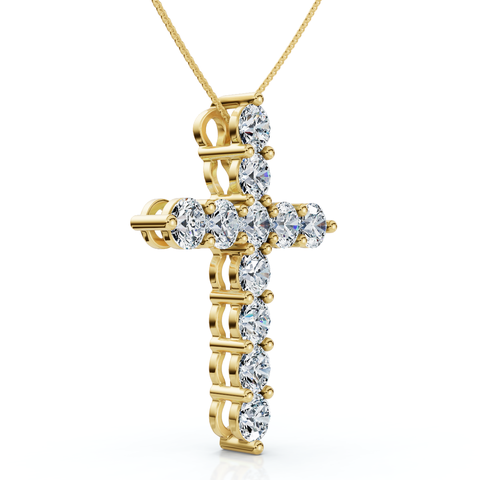 2Ct TW Diamond Cross Women's Necklace 14k Gold Lab Grown 1" Tall