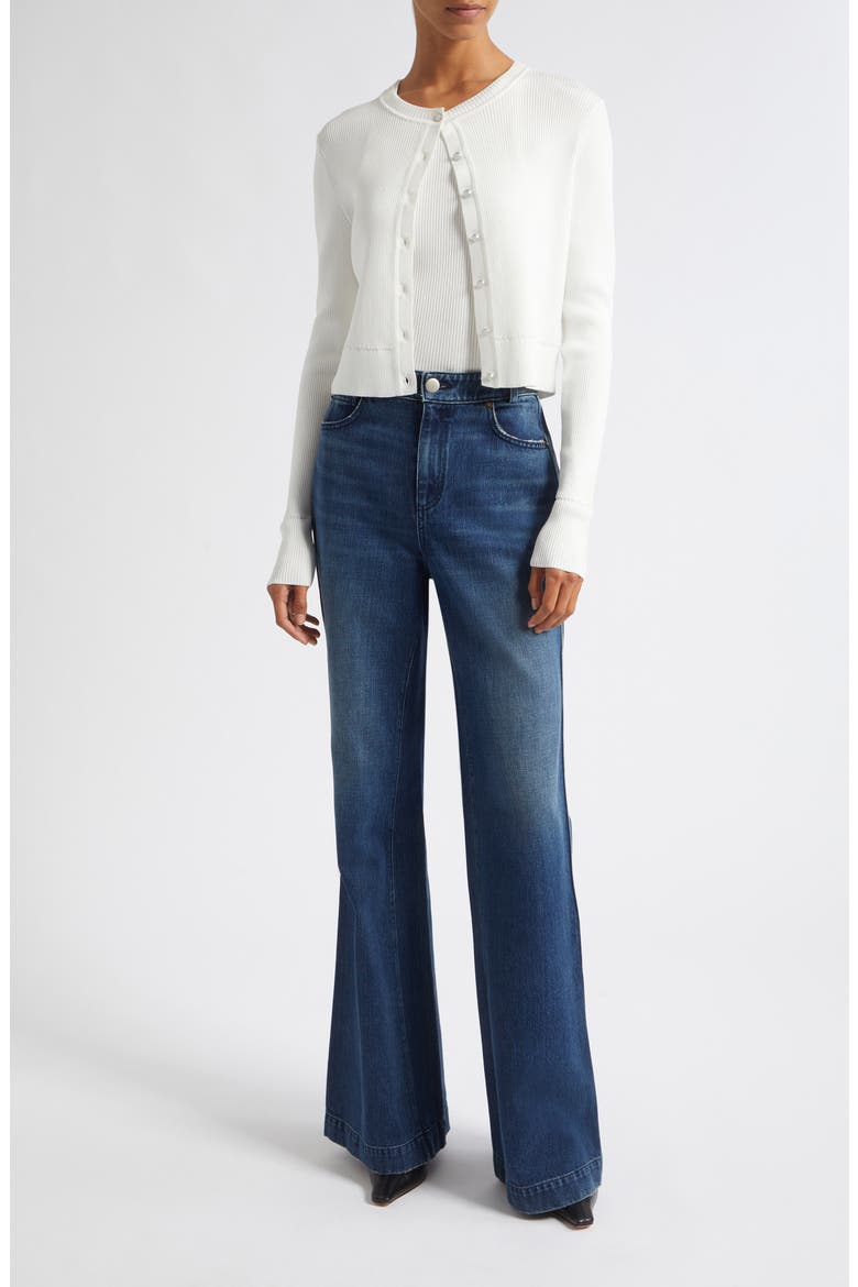 Zoe Crop Fitted Cardigan, Alternate, color, OPTIC