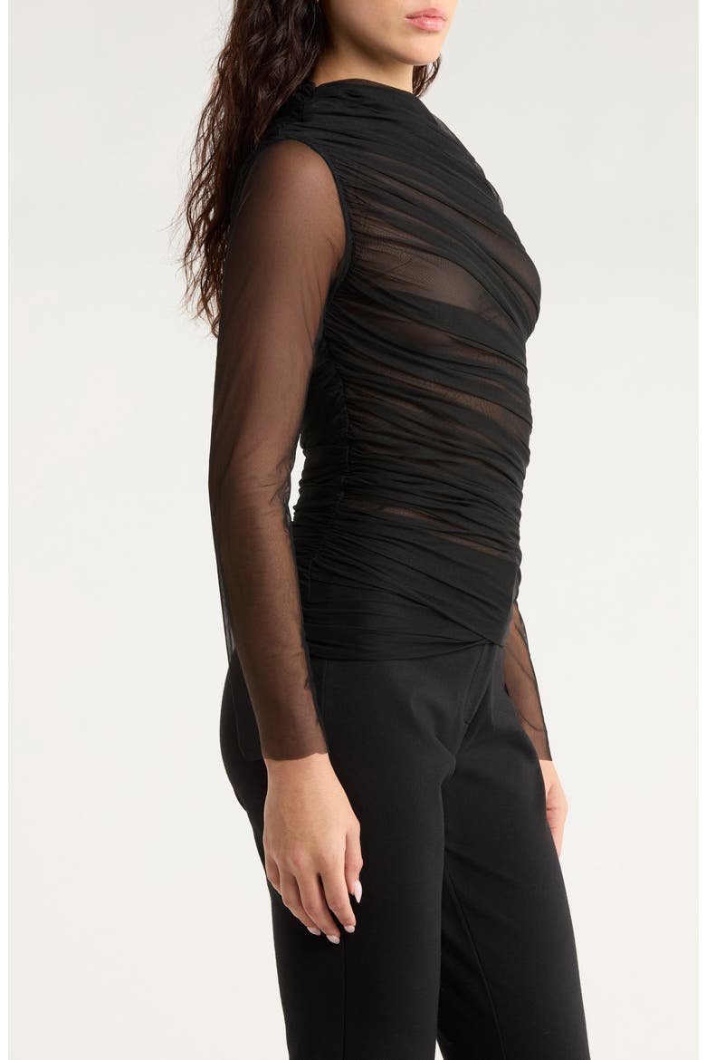 The Draped Sheer Top, Alternate, color, BLACK