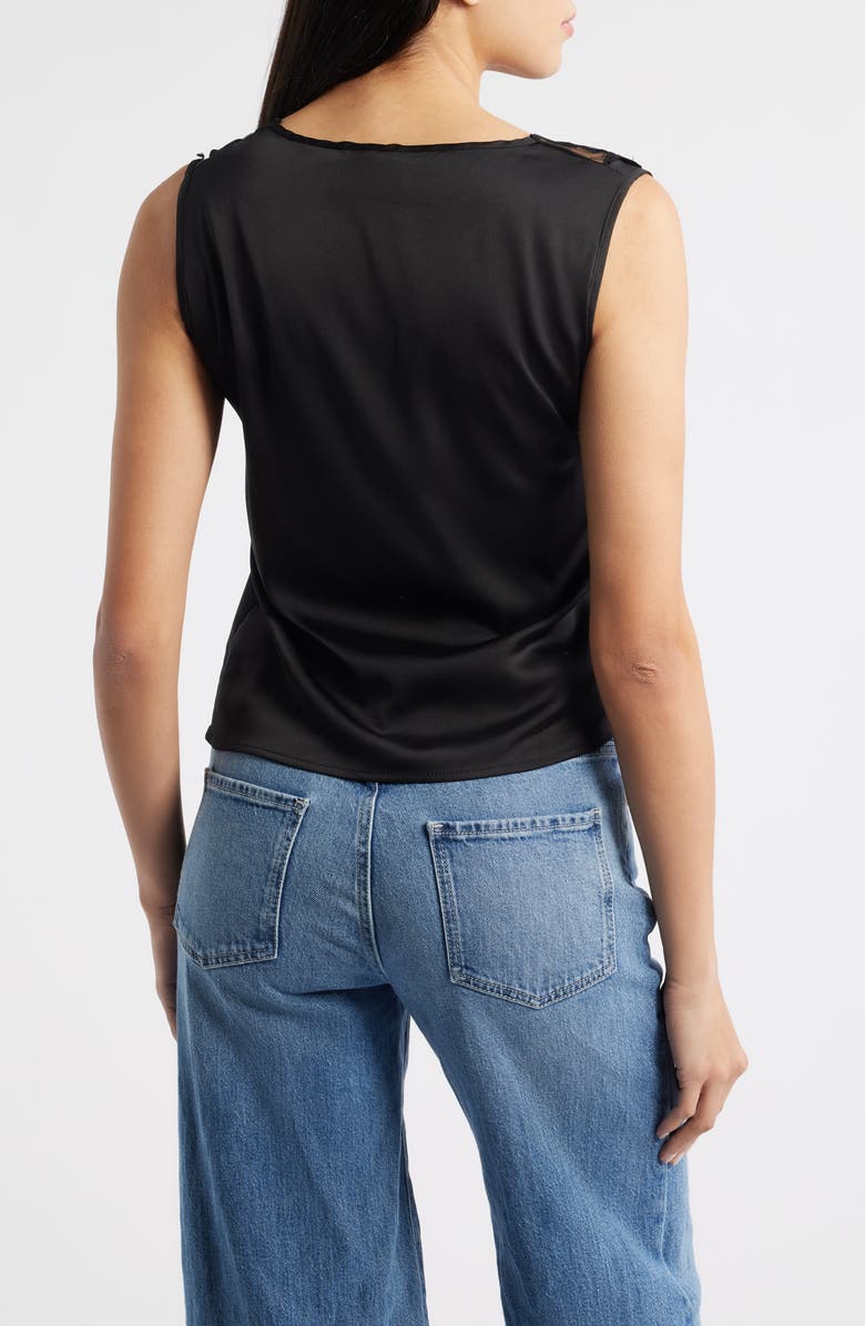 NIKKI LUND Camille Sleeveless Floral Appliqué Top, Alternate, color, Black