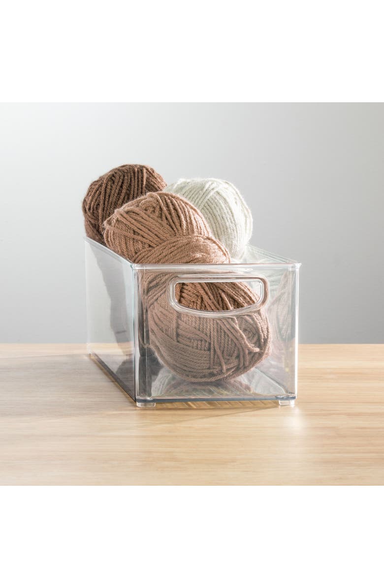 mDesign Plastic Stackable Pantry Bin with Handles, Set of 2, Clear, Made in USA, Alternate, color, Clear