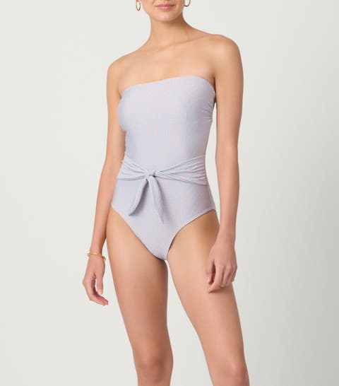 Lurex Herringbone Tie Waist One Piece