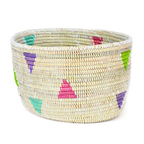 White Teranga Triangles Knitting Basket