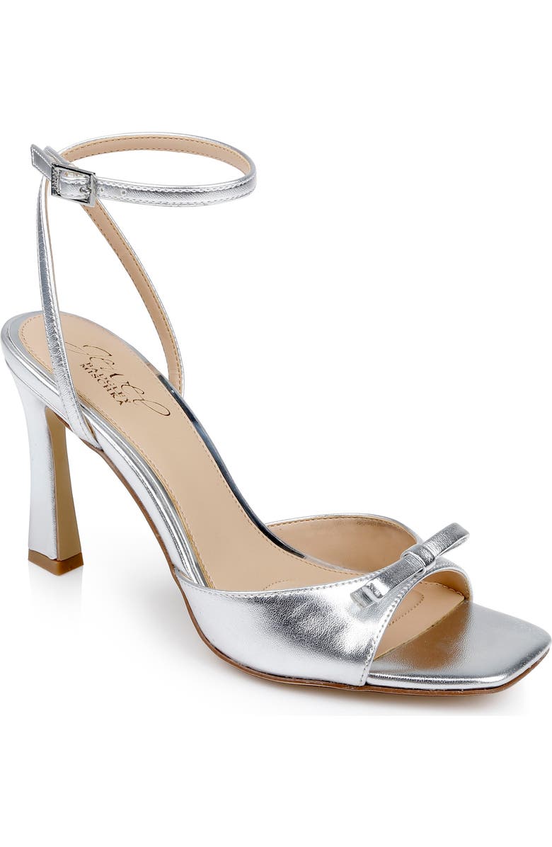 Jewel Badgley Mischka Elisha Ankle Strap Sandal, Main, color, Silver Metallic