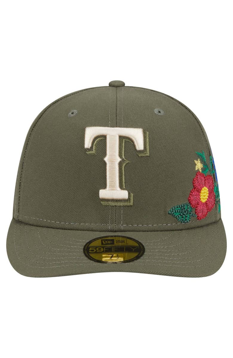 New Era Men's New Era Olive Texas Rangers Tonal Florals 59FIFTY Fitted Hat, Alternate, color, Olive