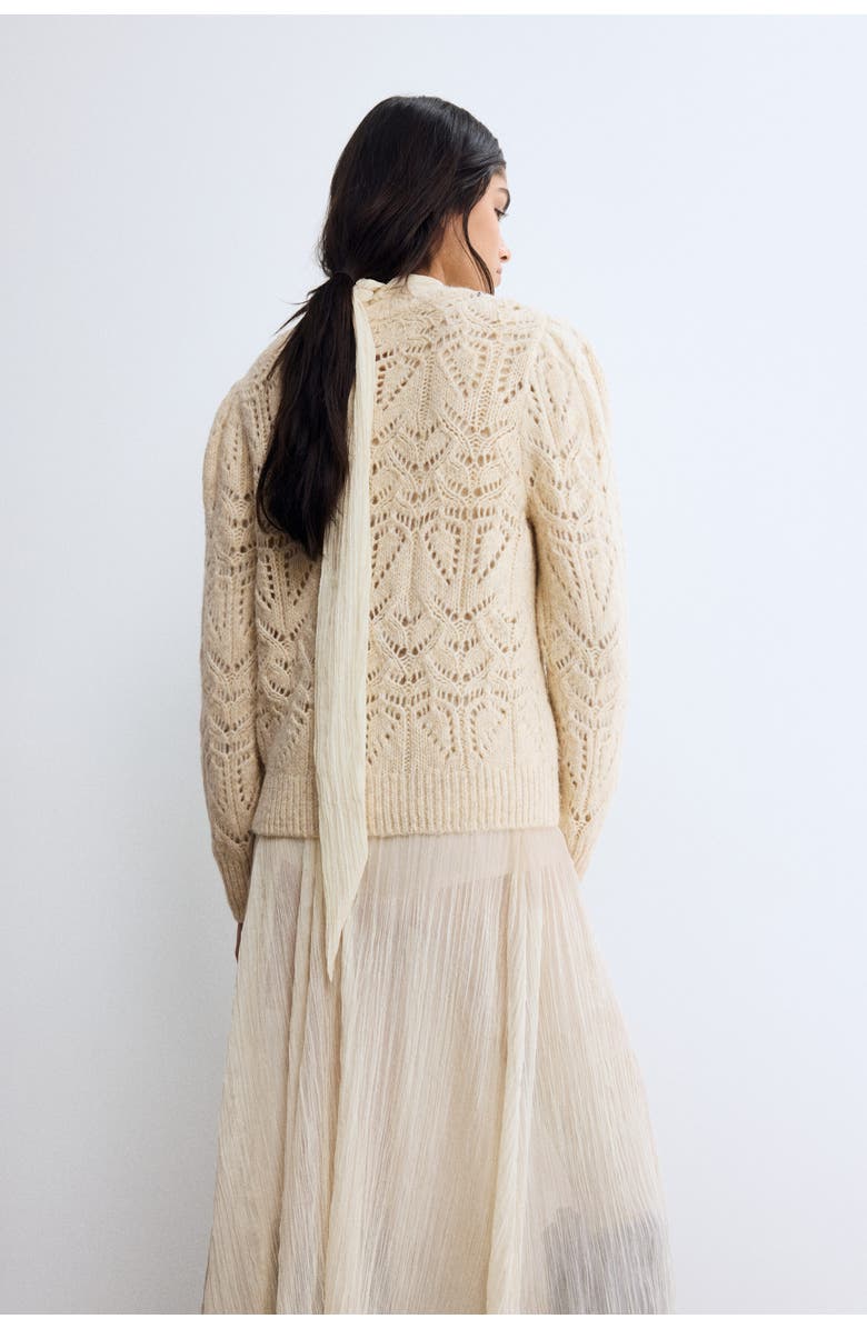H&M Pointelle-knit Jumper, Alternate, color, Light Beige