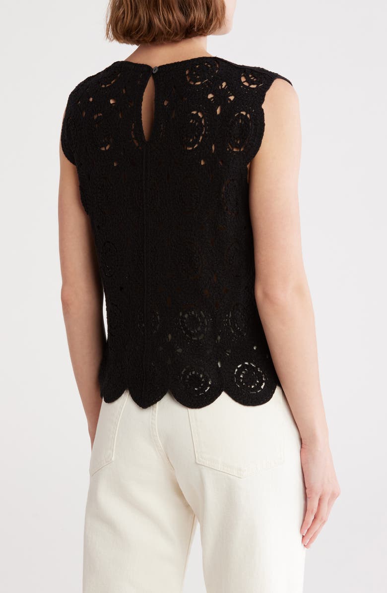 T Tahari Crochet Sweater Tank, Alternate, color, Black