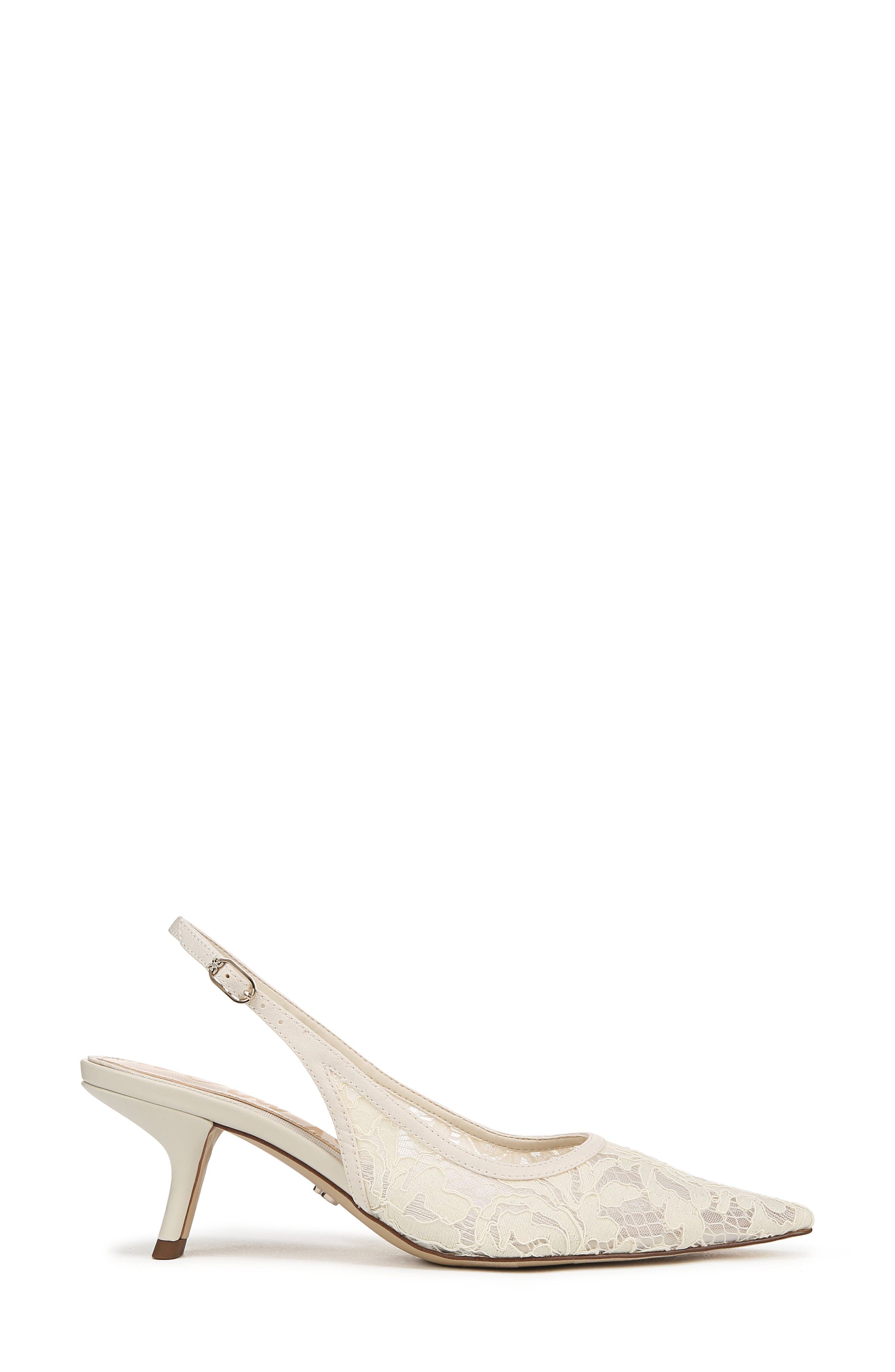 Sam Edelman Bianka Slingback Mesh Pointed Toe Pump, Alternate, color, Ivory