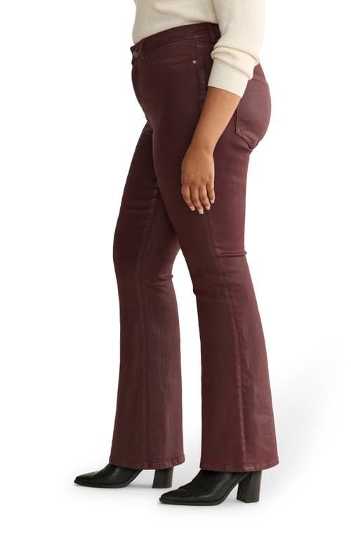 Warp & Weft Warp+weft Nao Coated High Waist Bootcut Jeans In Burgundy
