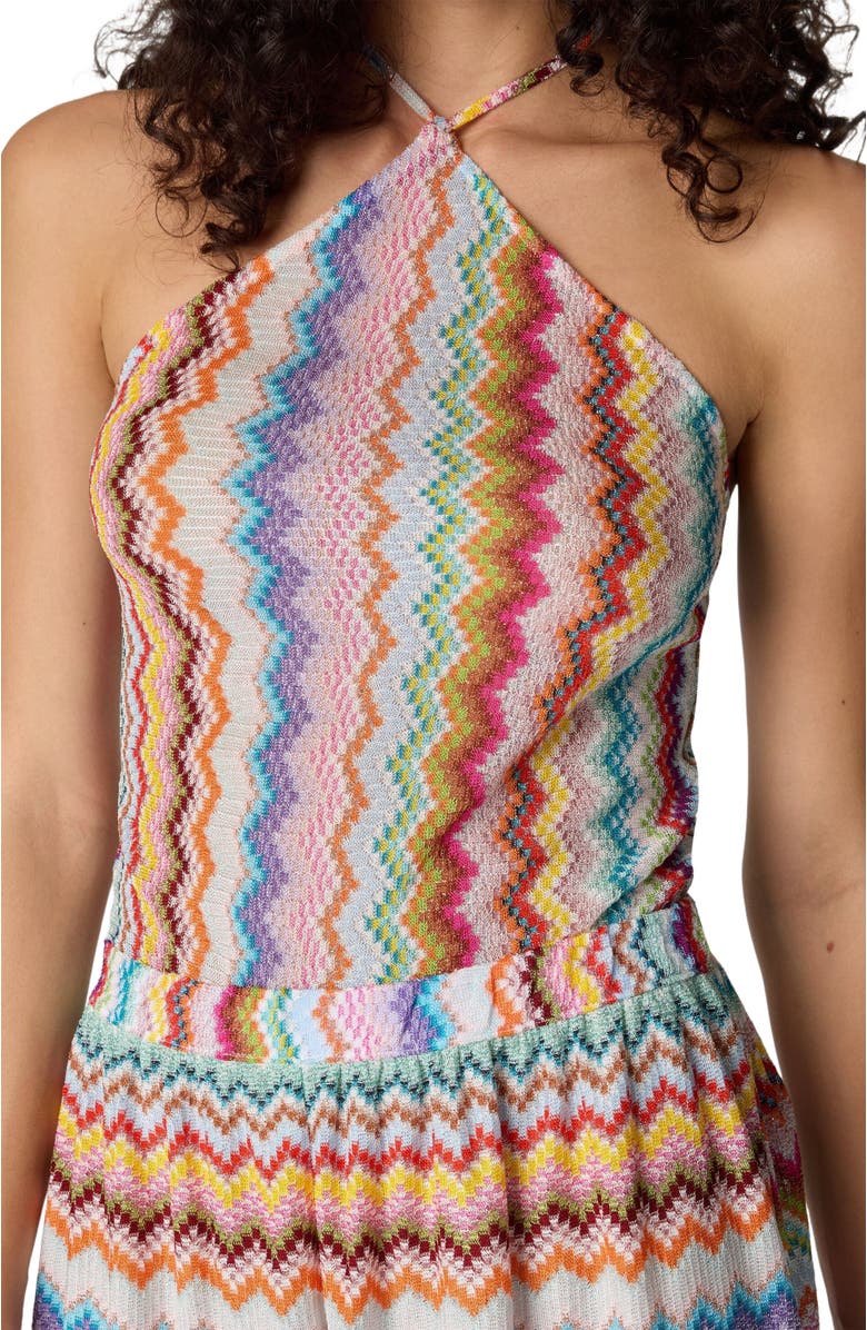 Missoni Short Jumpsuit In Lamé Viscose With Pixel-effect Zigzag Pattern, Alternate, color, Multicoloured