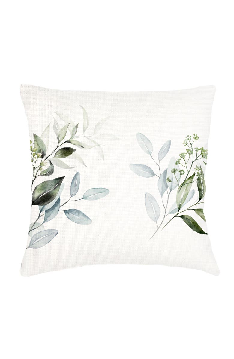 Anaya Eucalyptus Linen Pillow with Down Alternative Insert, Alternate, color, Green