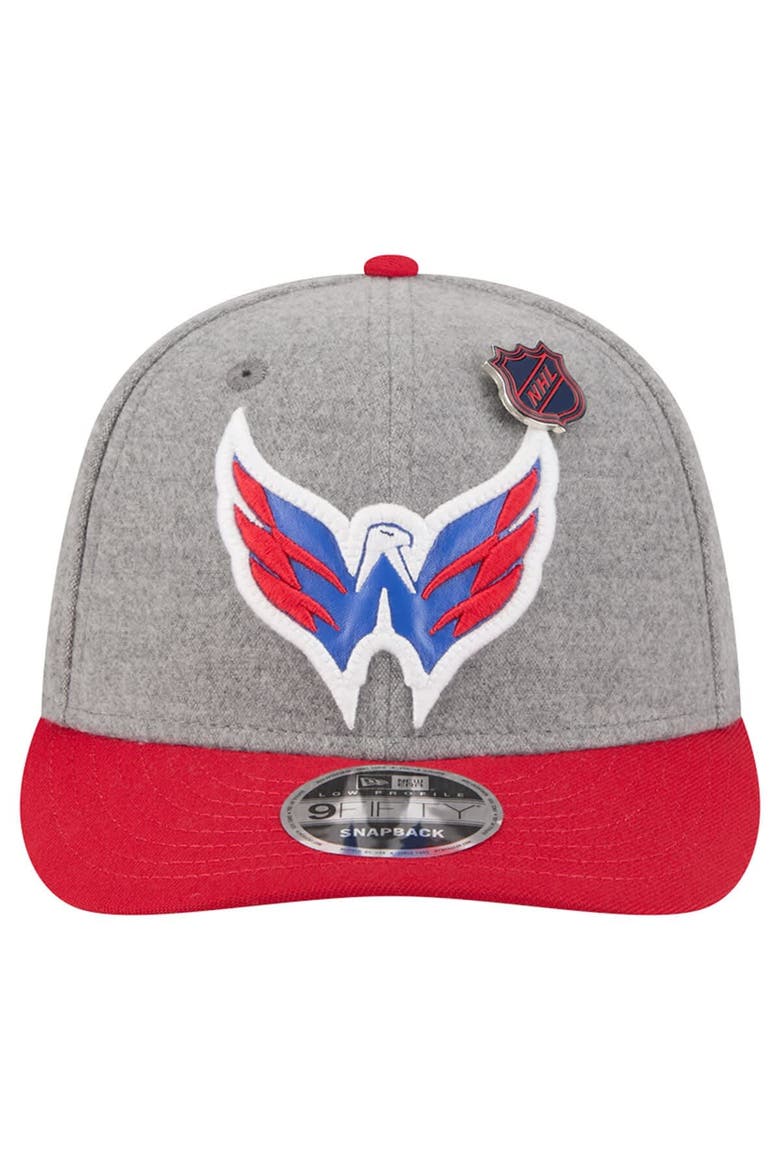 Men's New Era  Gray/Red Washington Capitals Wool Pin Low Profile 9FIFTY Snapback Hat, Alternate, color, Gray