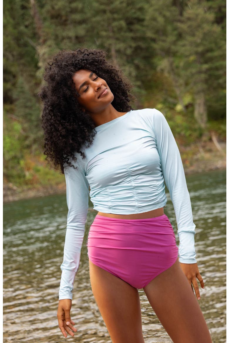 Ruched Sun Shirt, Alternate, color, Tide