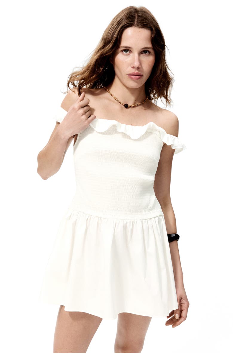 H&M Smocked Off-the-shoulder Dress, Alternate, color, White