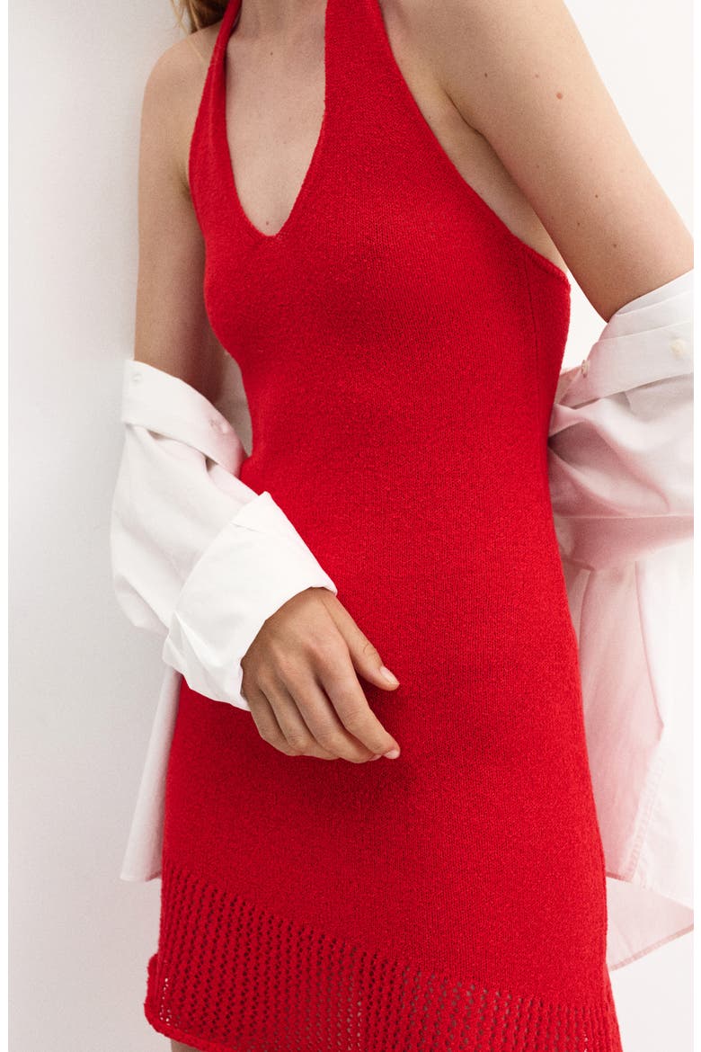 Knit Halter Dress, Alternate, color, RED