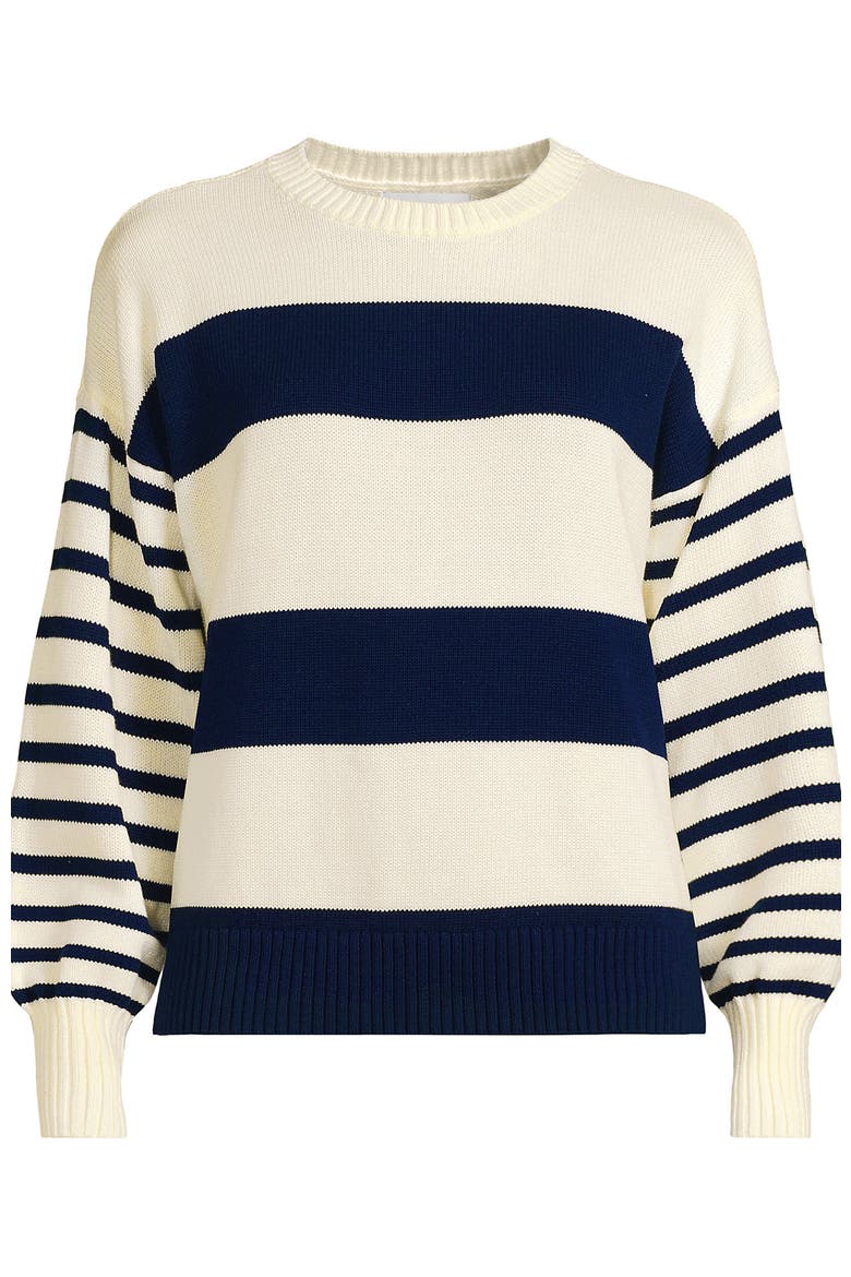 Drifter Jersey Crewneck Sweater, Alternate, color, Navy/Fresh Ivory Wide Stripe