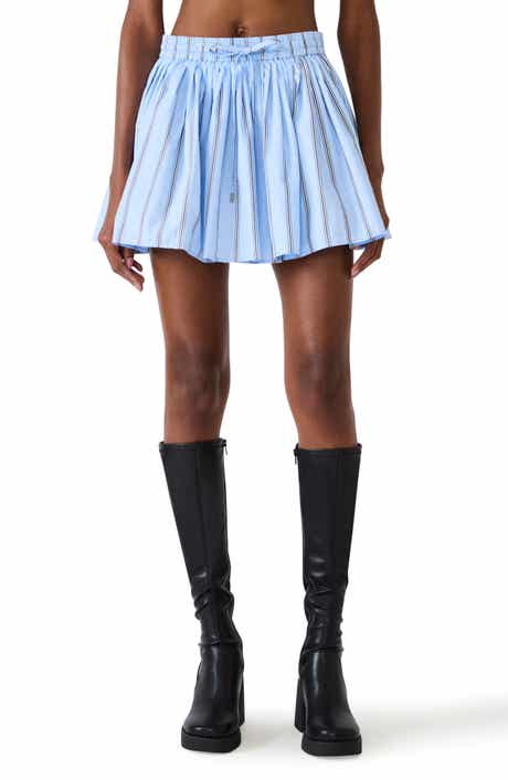 Tyria Stripe Embellished Drawstring Miniskirt