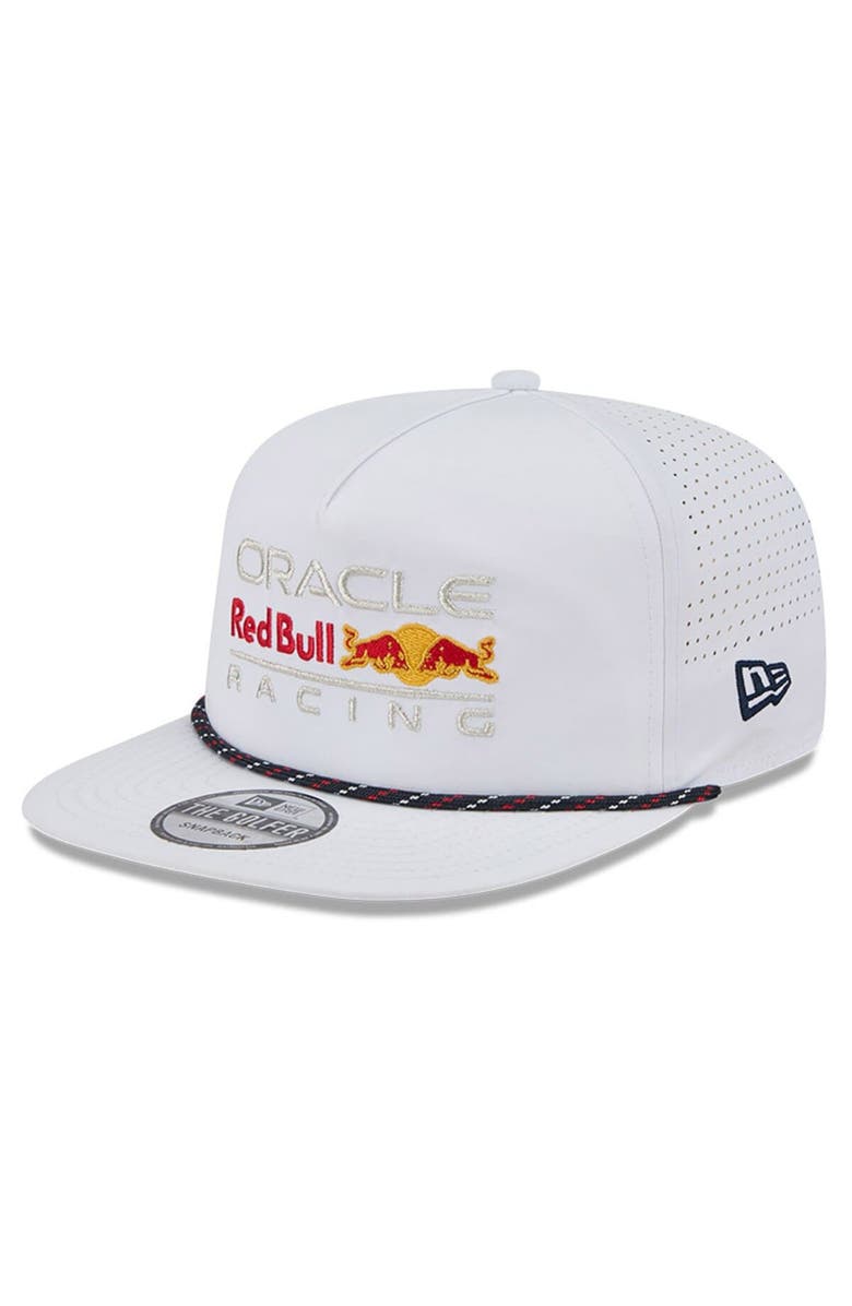 New Era Men's New Era White Red Bull Racing Leisure Featherweight Perforated Rope Golfer Snapback Hat, Alternate, color, 