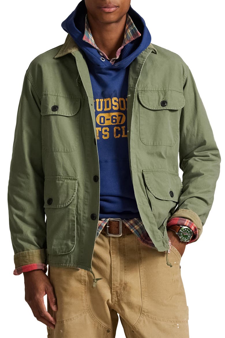 Cotton Canvas Shirt Jacket, Main, color, 7072 OLIVE X