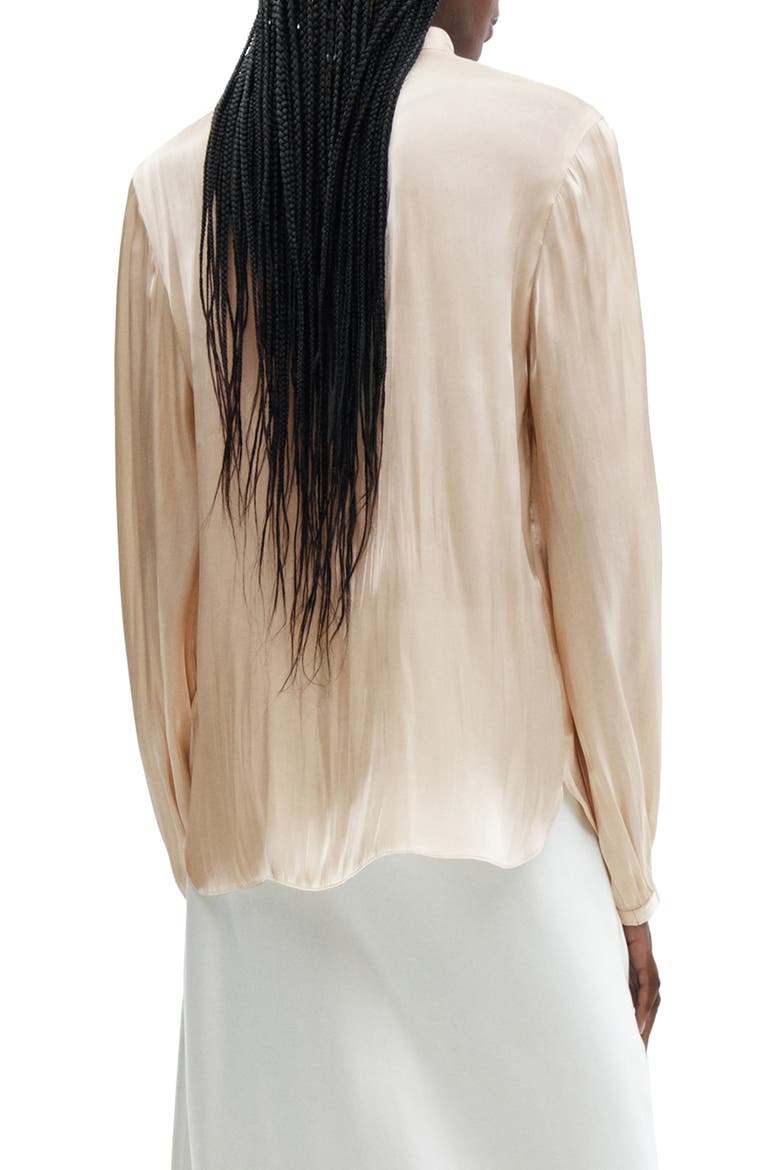 Tie Neck Satin Shirt, Alternate, color, GOLD