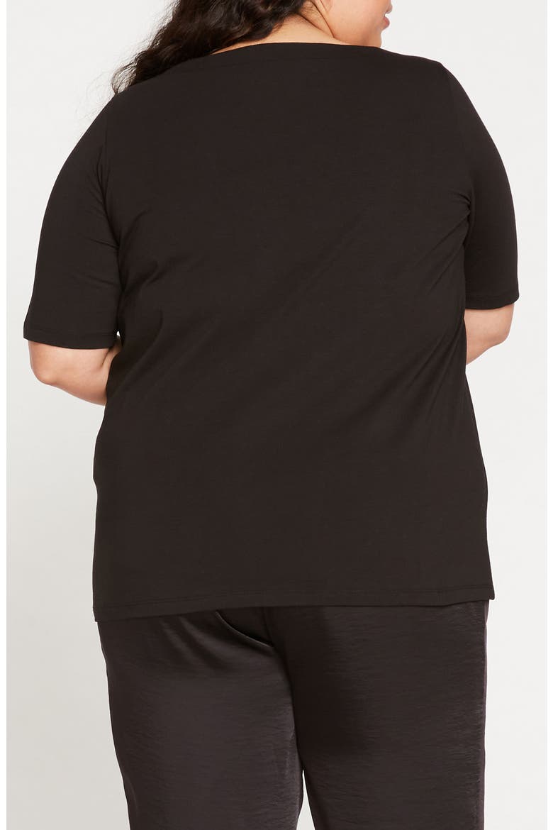 Bella Boatneck Stretch Pima Cotton Top, Alternate, color, BLACK