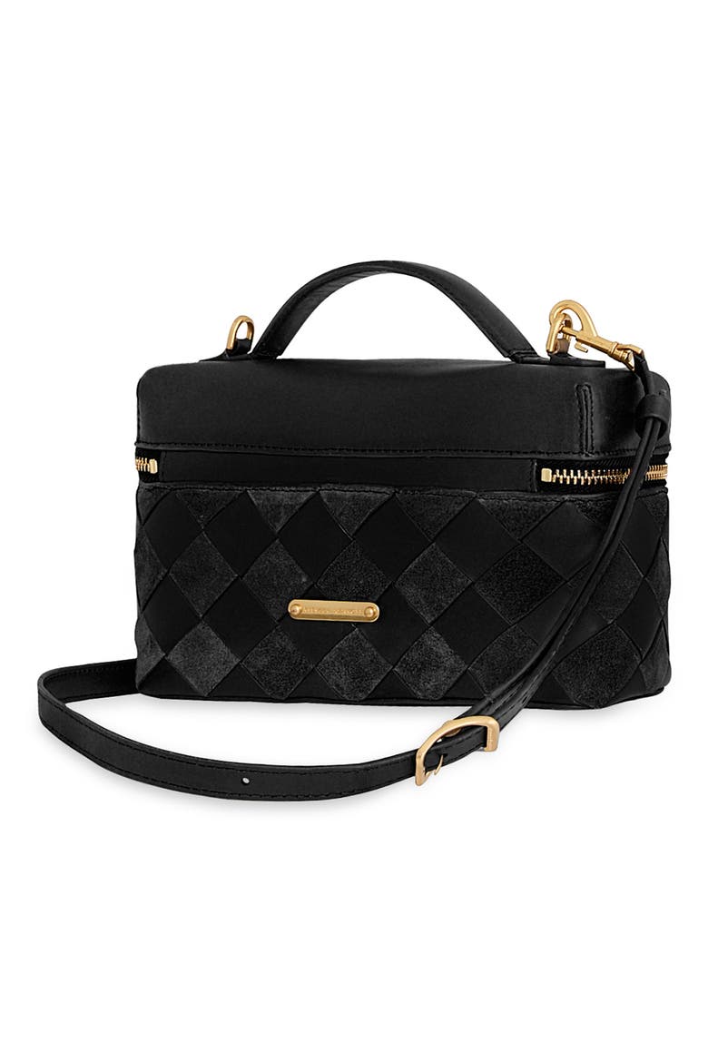 Frankie Leather Train Case, Alternate, color, BLACK