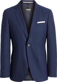 BOSS Hutson Slim Fit Navy Wool Sport Coat
