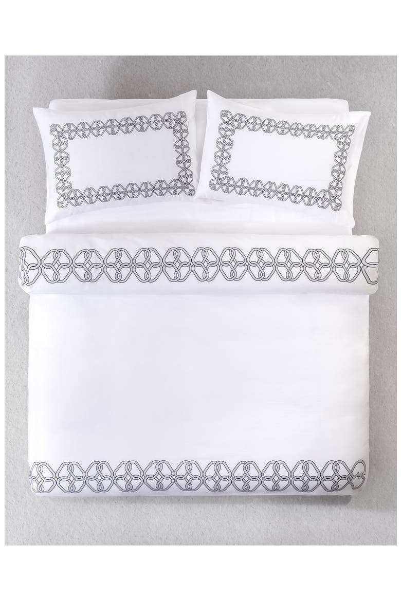 Tied Ovals Cotton Sateen Duvet Cover & Sham Set, Alternate, color, GREY