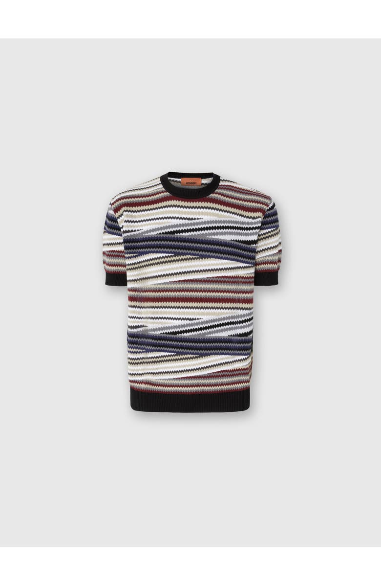 Missoni Short Sleeve T-shirt With Striped Micro Zigzag, Main, color, Multicoloured
